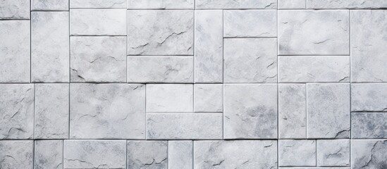 Poster - a closeup shot of a rectangle grey marble tile wall, showcasing a parallel pattern and symmetry. thi