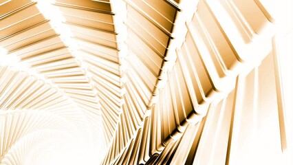 Poster - Flight in abstract sci-fi tunnel, futuristic graphics. Design. Spinning neon glowing corridor with metal planks.