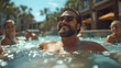 High-end resort pool - vacation - getaway - holiday - escape - man- close-up shot 