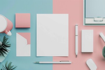 Sticker - Blank stationery mockup template in isolated background