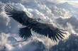 A mountaintop where giant eagles with feathers of metal soar above the clouds