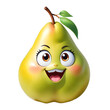 Funny pear cartoon character. Juicy ripe fruit.