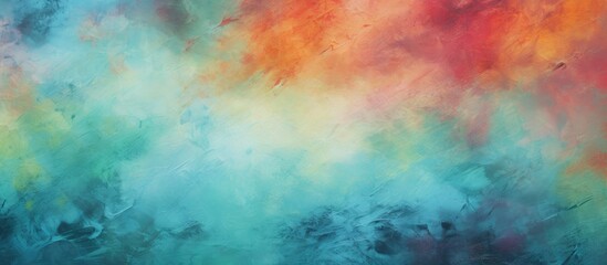 Poster - The painting depicts a vibrant sky with colorful clouds and atmospheric phenomenon, resembling electric blue smoke swirling in the atmosphere