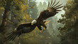 An eagle gracefully descending from the sky, its talons outstretched