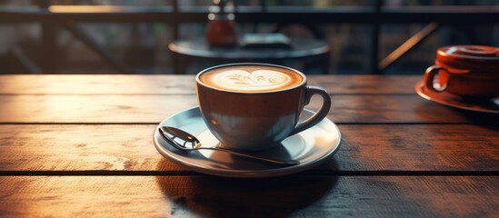 Canvas Print - Cup of coffee resting on the table.