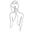 Female Nude Back Continuous One Line Drawing. Woman Body Sketch Line Art Illustration. Female Figure Abstract Minimal Silhouette for Modern Design. Vector EPS 10