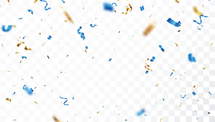Wall Mural - blue and gold confetti banner, isolated on white background