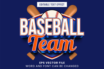 Poster - Baseball team tournament editable text effect. Sport text style