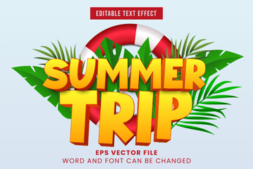 Poster - summer trip editable vector text effect