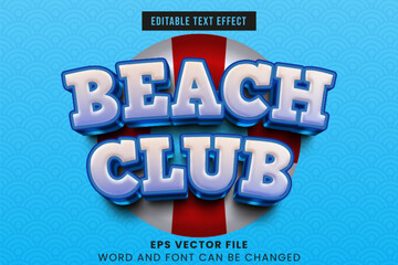 Poster - beach club summer season editable vector text effect