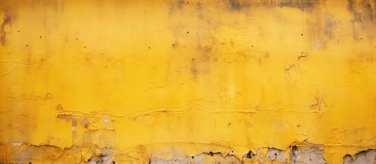 Poster - A close up of a brown wooden wall with amber and yellow tones, peeling paint creating a unique art pattern of rectangular shapes in various tints and shades