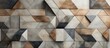 The wall features a geometric pattern of triangles made from wood, a popular building material. The intricate design adds a touch of artistry to the space