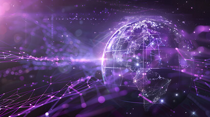 Wall Mural - a partially transparent globe with animated water and energy cycles, with a tech grid overlay, again