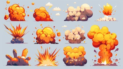 Wall Mural - The explosive detonation of a dynamite bomb, isolated modern icons, atomic comics detonators, for mobile animation or digital art.