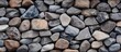 A closeup of a stack of cobblestone rocks, used as building material for walls or road surfaces. The natural pattern of the bedrock creates a unique and durable composite material