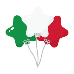 Wall Mural - Green, white and red colored balloons, as the colors of Italy flag. Flat vector illustration.	