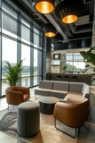 Fototapeta Dziecięca - Corporate Business Photography of a Cozy Breakout Area with Comfortable Seating and Natural Light, Generative AI