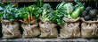 healthy vegetarian concept background of harvest fresh vegetables on burlap