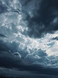 Fototapeta  - cloudy sky, grey sky with clouds, bad weather, rainy day, winter day during a storm, sky background with clouds, dark clouds, Generative AI 
