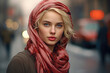 © AstraNova - beautiful hungarian women model with headscarf hijab in standing the middle of the street