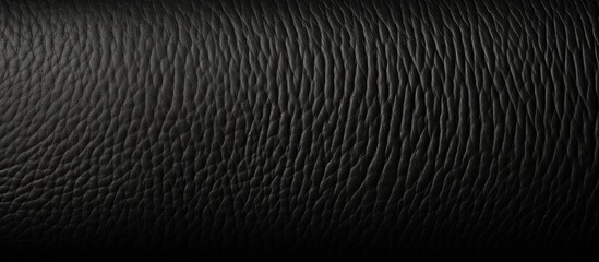 Canvas Print - A detailed closeup of a black leather texture, showcasing intricate patterns and a dark, luxurious feel. The contrast of electric blue font against the leather creates a striking visual impact