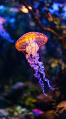 Canvas Print - A jellyfish is floating in the water