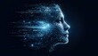© Maquette Pro - Human face of Artificial Intelligence dissolved into space. The New Face of AI