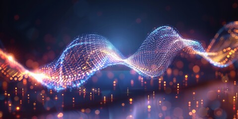 Aufkleber - Cyber Symphony: A Dynamic Visualization of Data Waves, Embodying the Flow and Connectivity of Digital Information, Generative AI