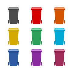 Wall Mural - Rubbish bins for recycling icon isolated on white background. Set icons colorful