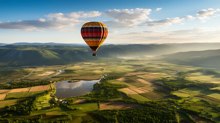 Aufkleber - hot air balloon soaring high in the sky, symbolizing business growth and success