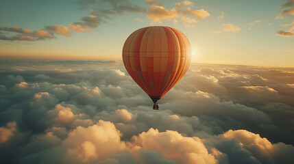 Aufkleber - hot air balloon soaring high in the sky, symbolizing business growth and success