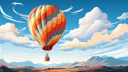 Aufkleber - hot air balloon soaring high in the sky, symbolizing business growth and success