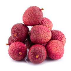 Wall Mural - Fresh lychee or litchi fruit isolated on a white background