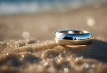 Ring Single Wedding Shore Sandy Beach Lost Diamonds Day Background Design Travel Heart Nature Gold Love White Sea Couple Celebration Tropical Metal Sand Valentine Holiday Silver