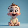 Realistic 3d render of a happy and cute baby - generated by AI	