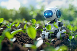 Fototapeta  - AI-powered robotics assisting in agricultural tasks such as planting, watering, and harvesting crops.