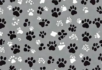 Seamless gray pattern with dog paws and bones stock illustration