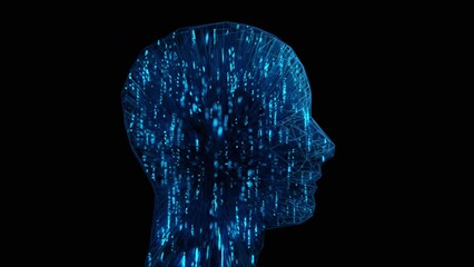 Poster - Abstract human face, ai learning concept, seamless looped 4k animation, 3d render