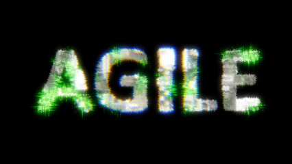 Poster - green cybernetical text AGILE with noise distortion, isolated - object 3D rendering