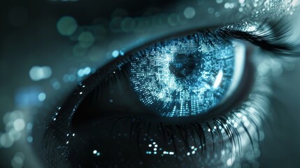 Sticker - digital eye scanning cyber security technology