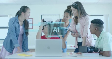 Poster - Animation of ai data processing over diverse students at school