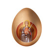 Archangel Uriel. Easter egg in Byzantine style. Christian illustration on white background