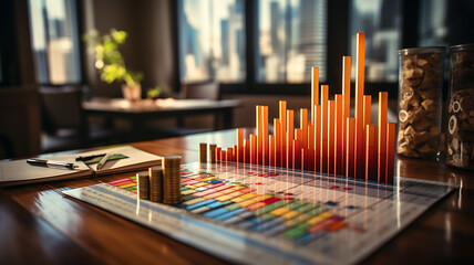 Aufkleber - A chart with an upward trendline representing financial growth