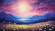 Colorful landscape oil painting background with space
