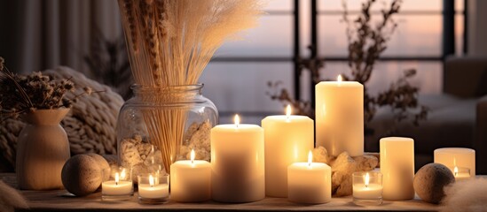 Wall Mural - Candlelight ambiance with natural decorative elements