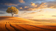Digital painting of a lone tree on the horizon