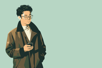 Sticker - Glasses asian stylish man illustration