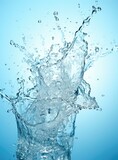 Fototapeta Łazienka - A close up of a glass of water with a splash. Generative AI.