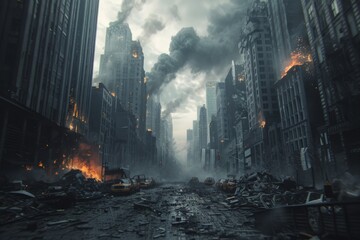 Destroyed city background