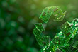 © Nim - A recycling symbol made of digital circuits, partially transparent, floating against a vibrant green background.